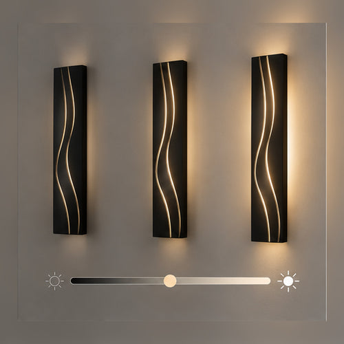Applique Sillon Noir – Éclairage vertical à trois lignes lumineuses