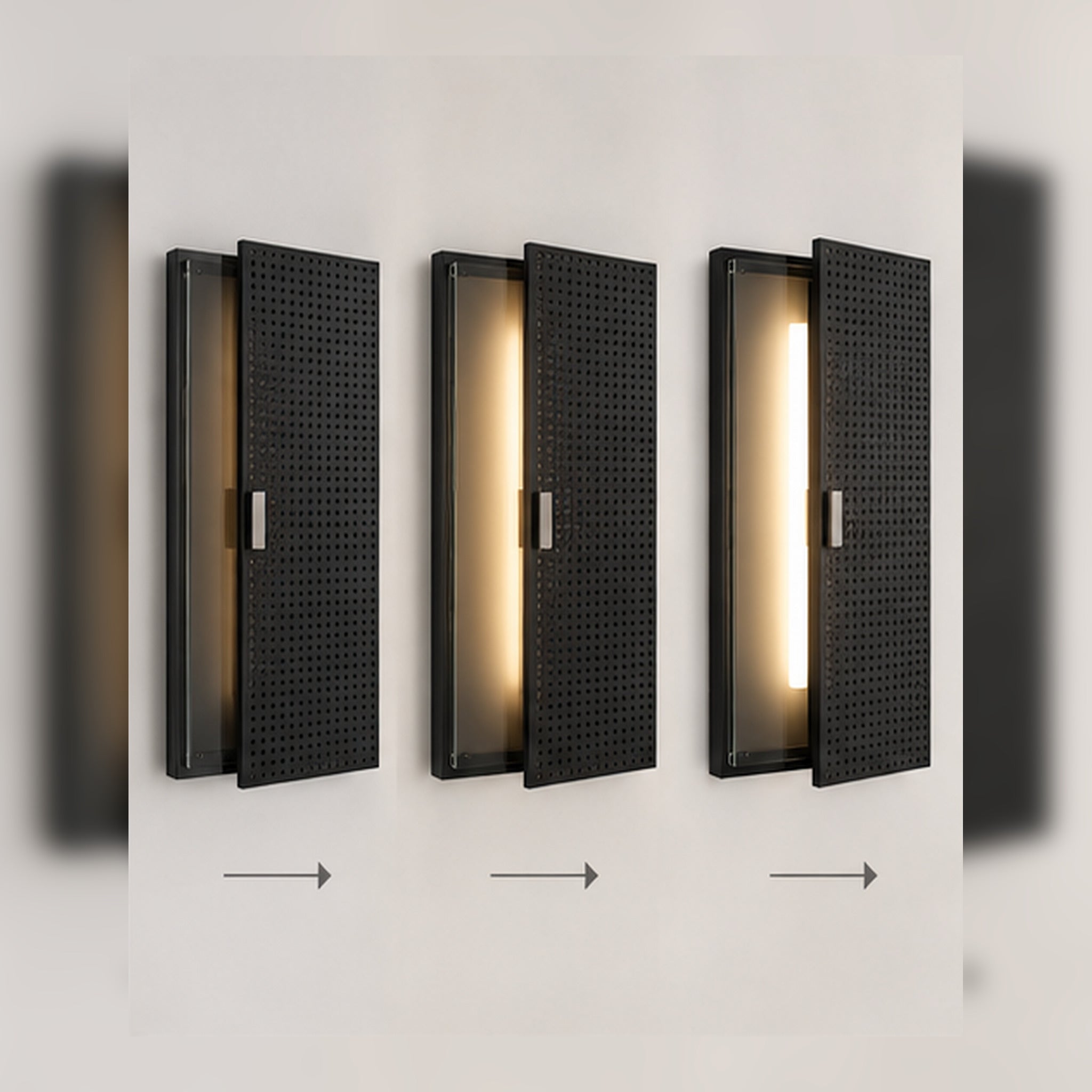 Applique Volet Coulissant – Lumière modulable en verre fumé