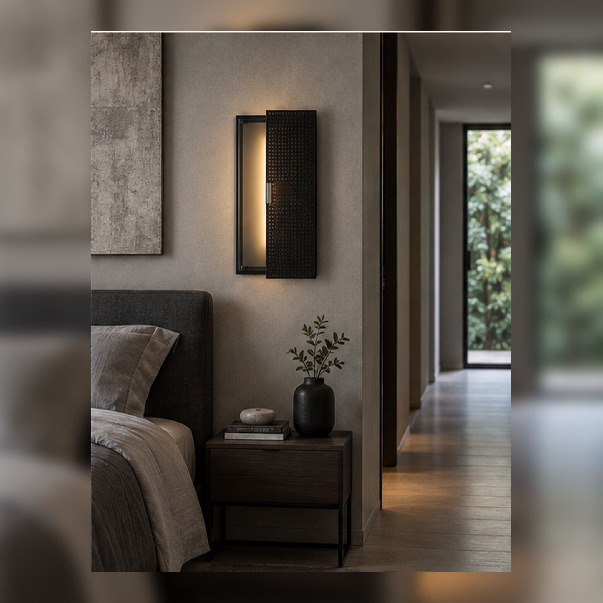Applique Volet Coulissant – Lumière modulable en verre fumé