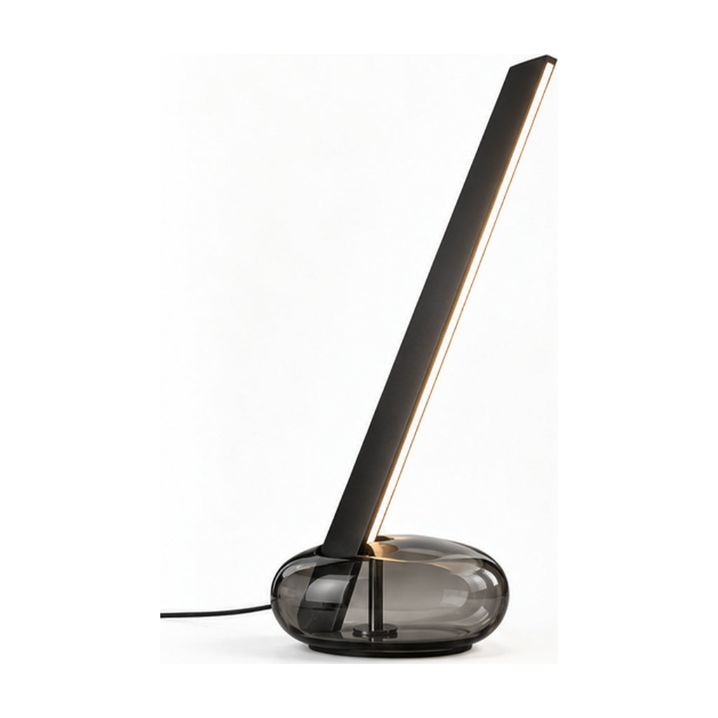 Lampe Oblique Noir – Lame lumineuse inclinée sur base fumée
