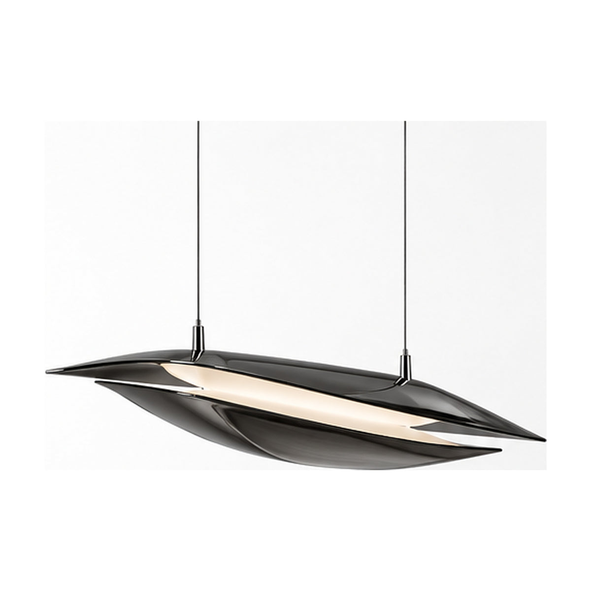 Suspension Ailes Chromées – Luminaire aérien à double coque