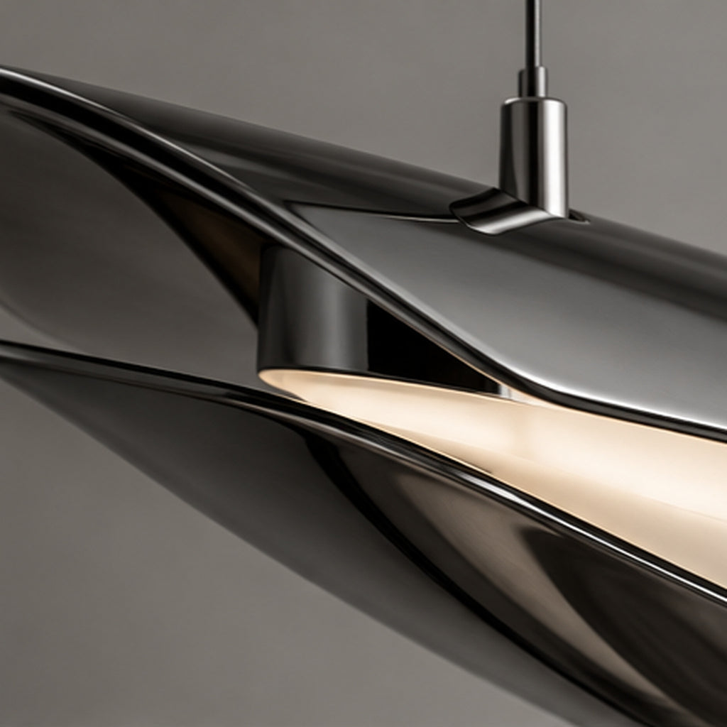 Suspension Ailes Chromées – Luminaire aérien à double coque