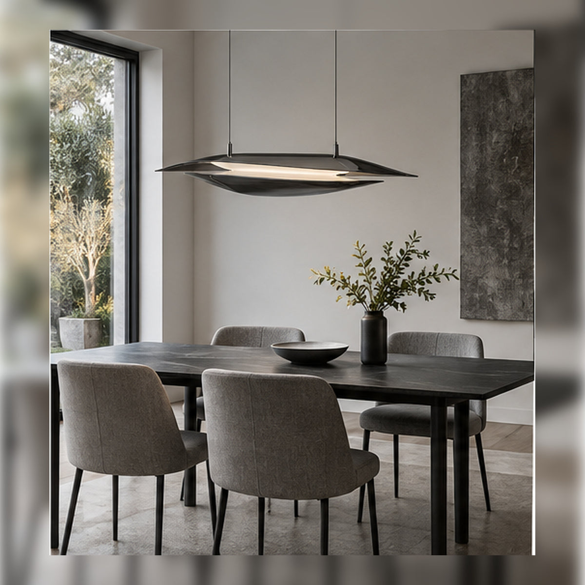 Suspension Ailes Chromées – Luminaire aérien à double coque