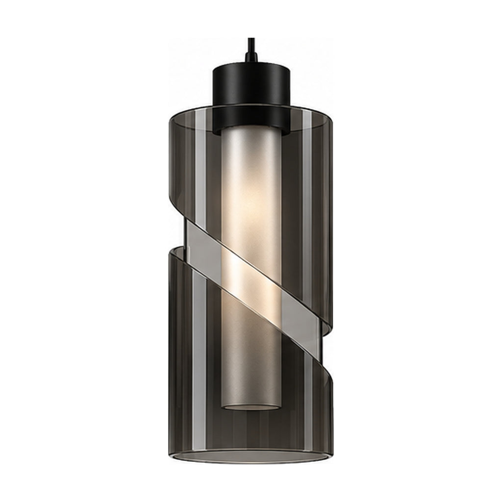 Suspension Cylindre Fendu – Éclairage architectural en verre fumé