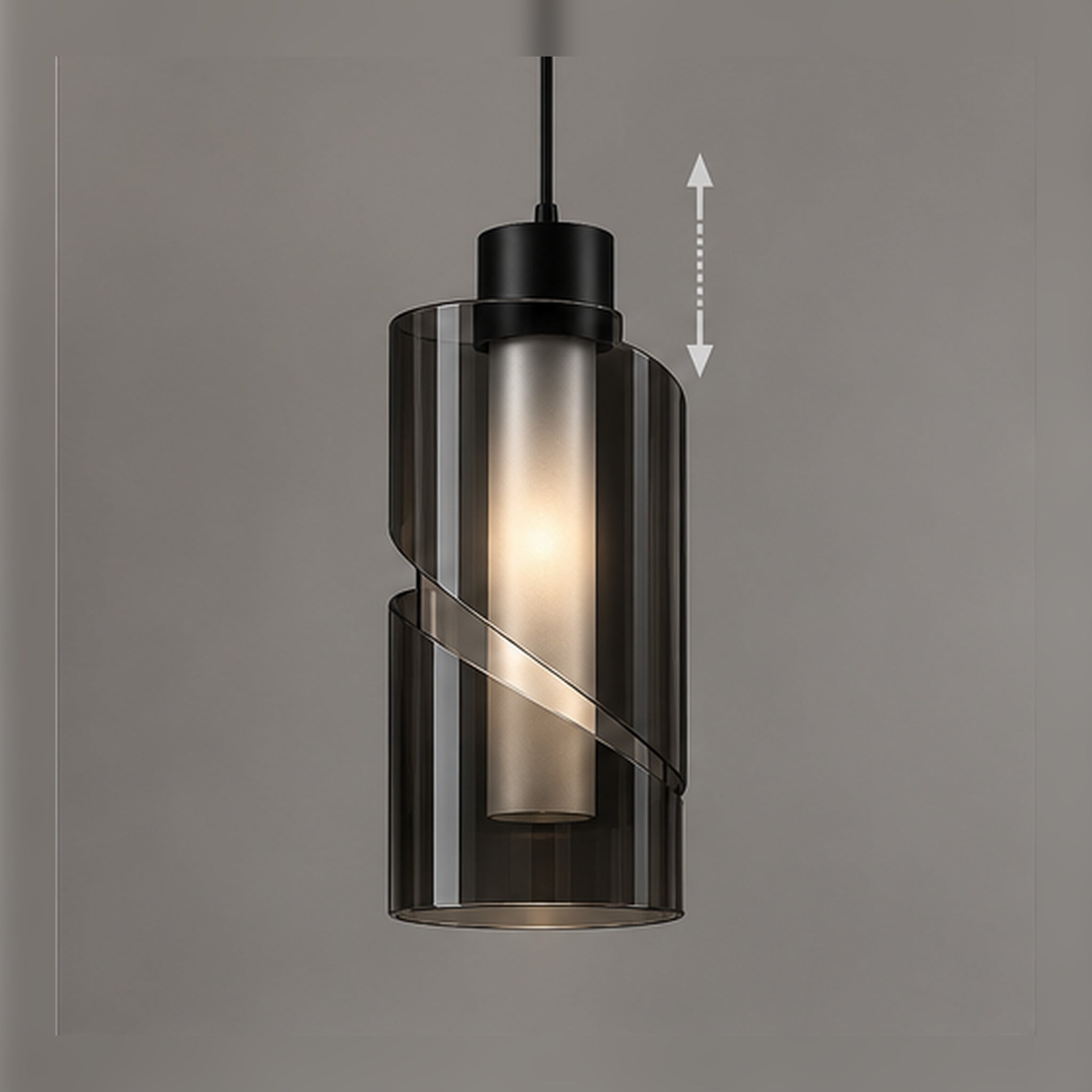 Suspension Cylindre Fendu – Éclairage architectural en verre fumé