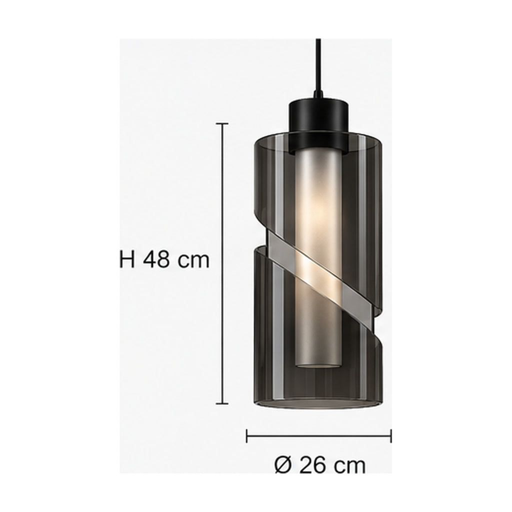 Suspension Cylindre Fendu – Éclairage architectural en verre fumé