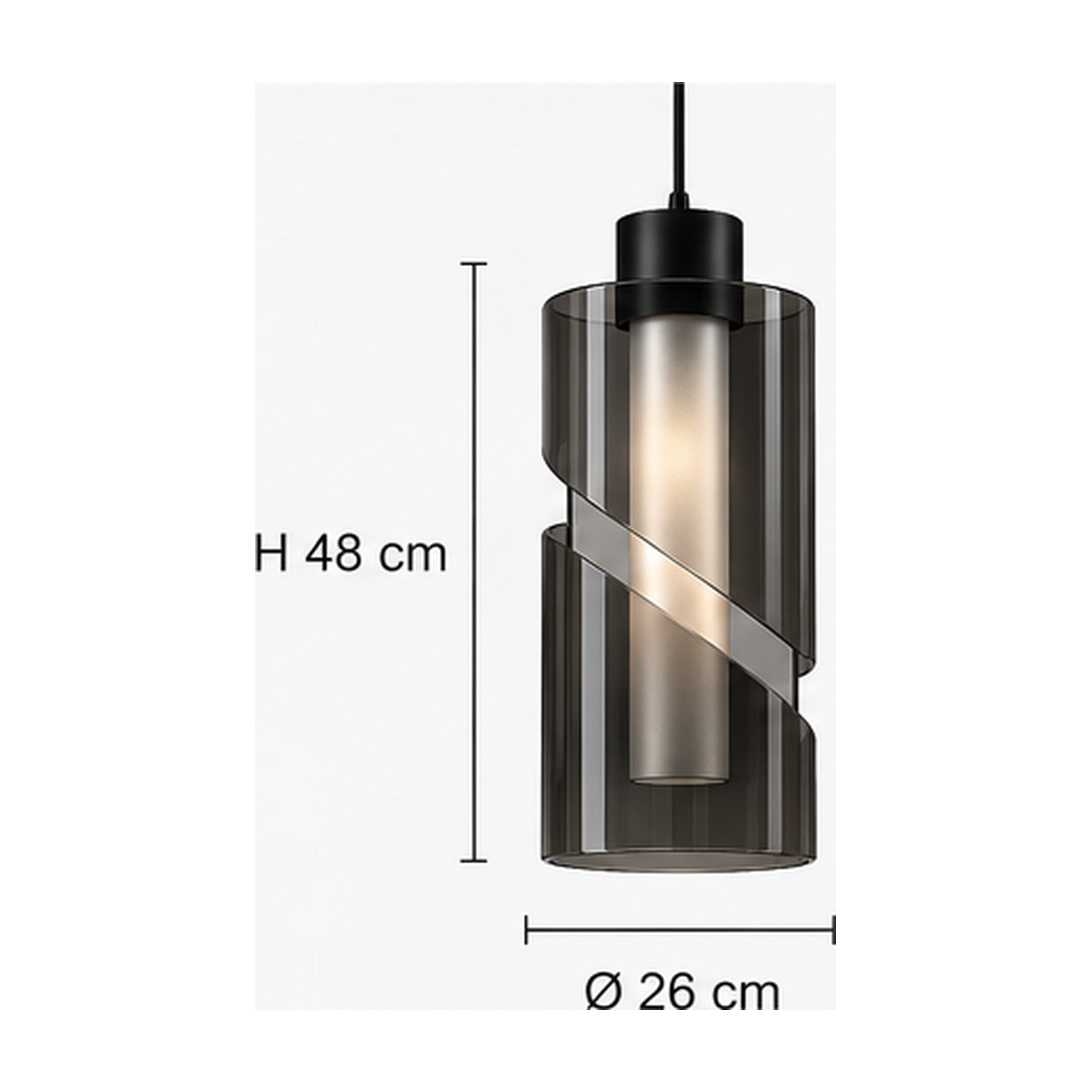 Suspension Cylindre Fendu – Éclairage architectural en verre fumé