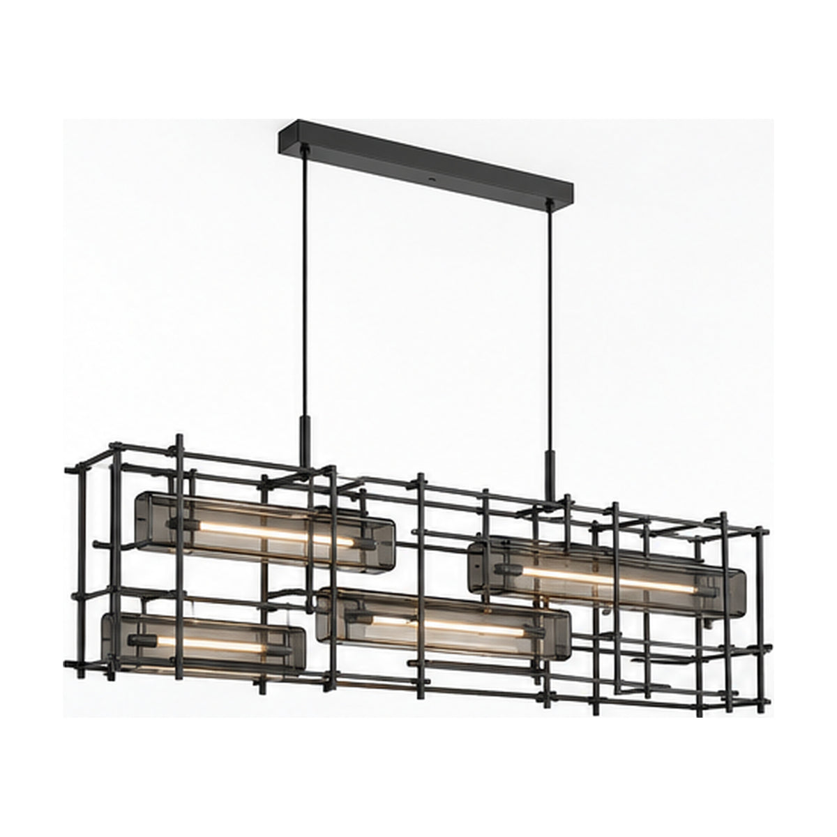 Suspension Trame Graphite – Ligne lumineuse ajourée pour table