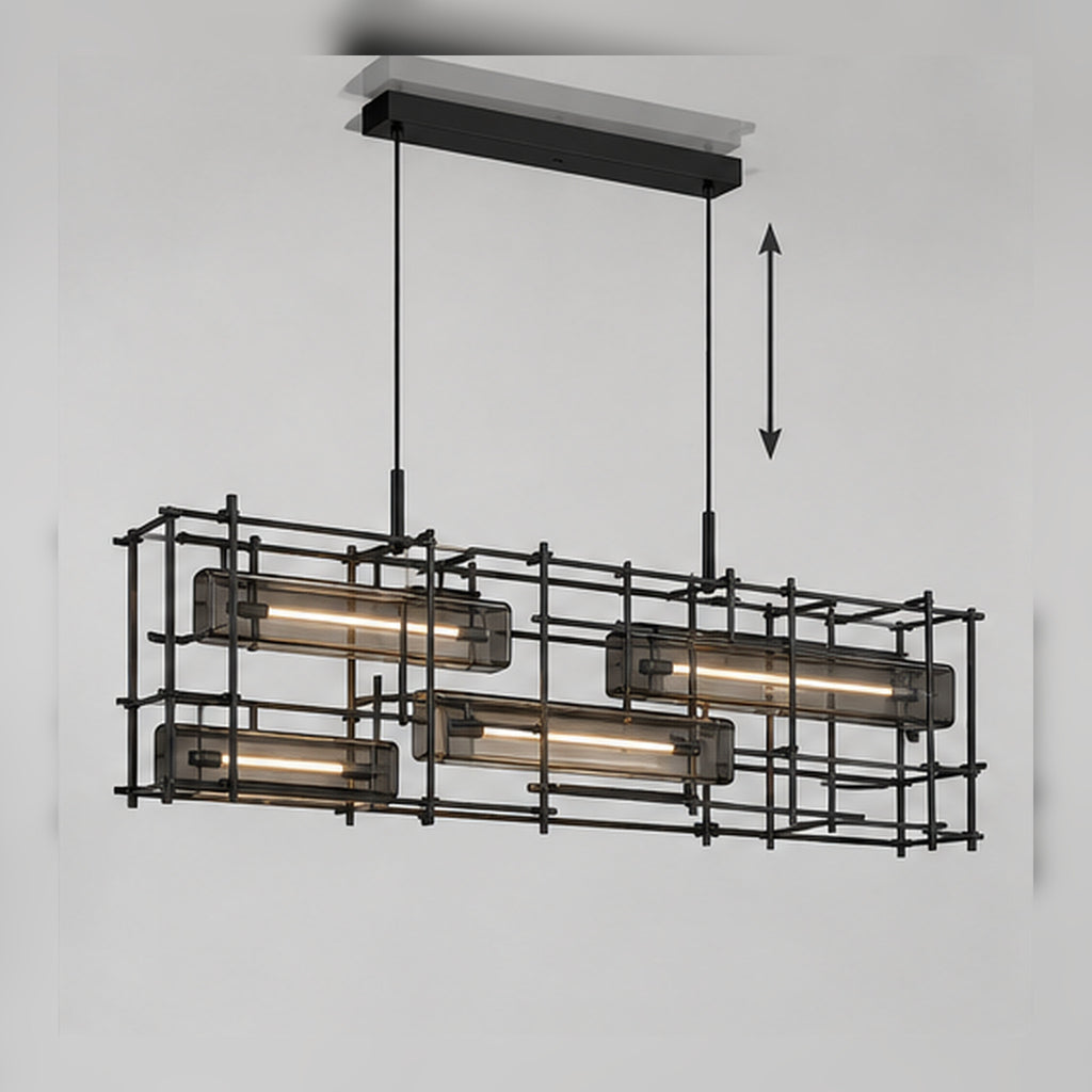 Suspension Trame Graphite – Ligne lumineuse ajourée pour table
