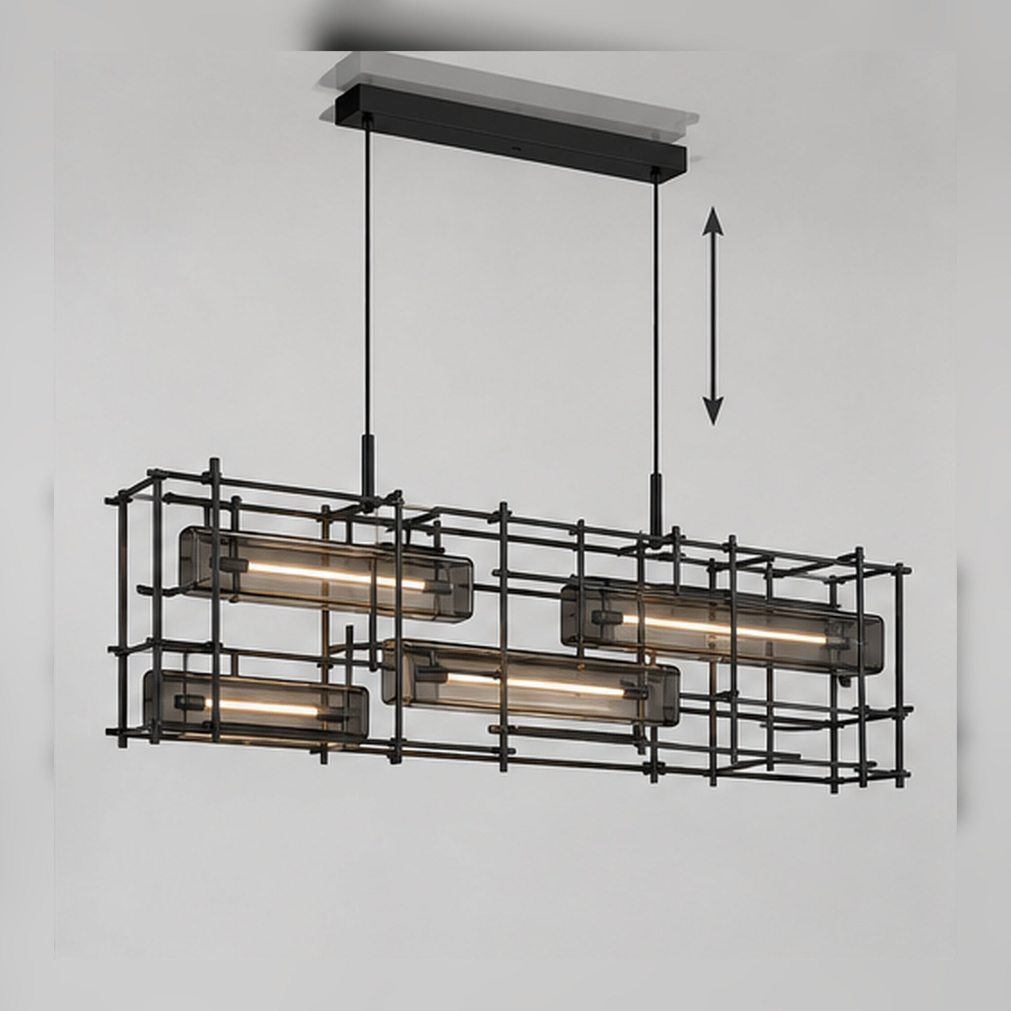 Suspension Trame Graphite – Ligne lumineuse ajourée pour table