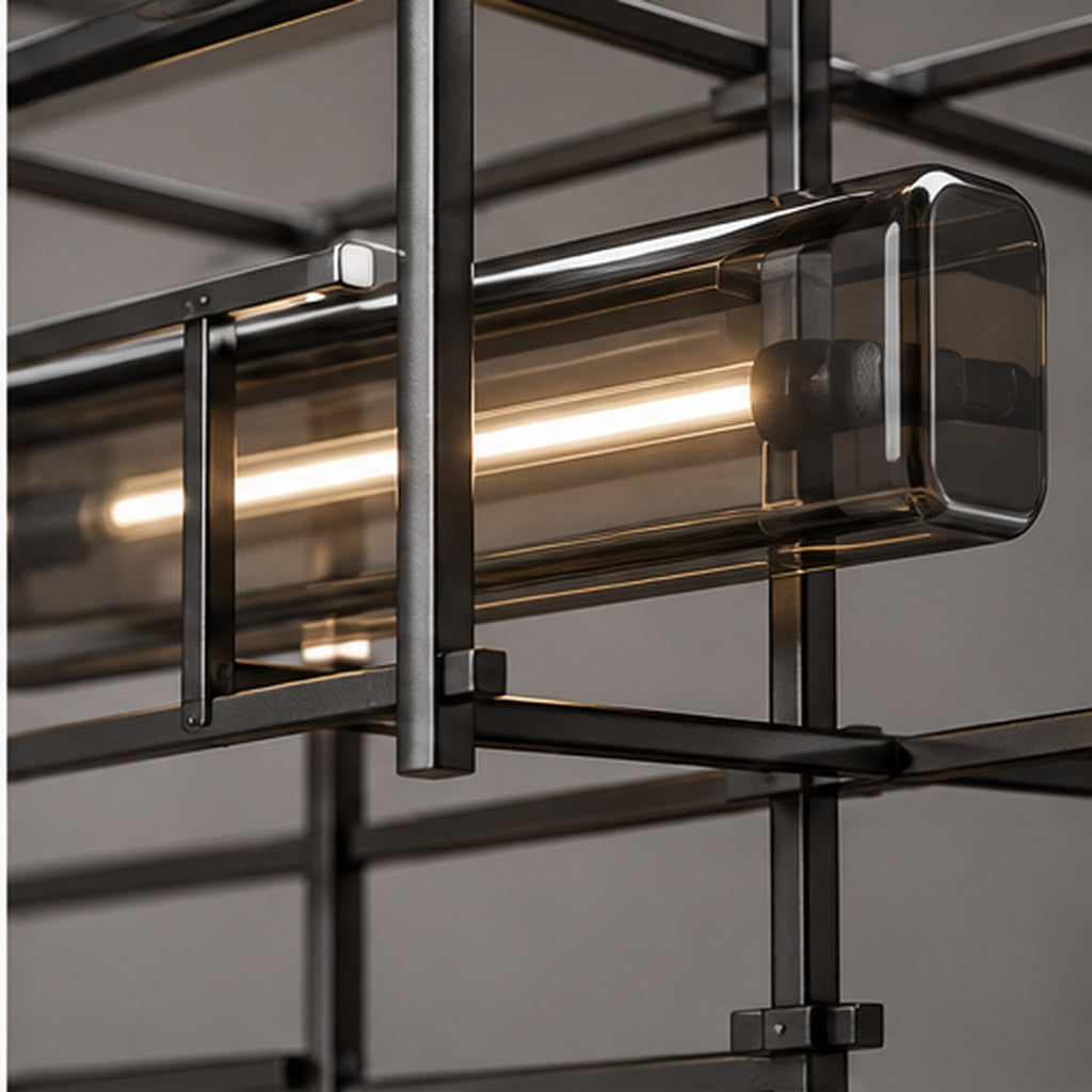 Suspension Trame Graphite – Ligne lumineuse ajourée pour table