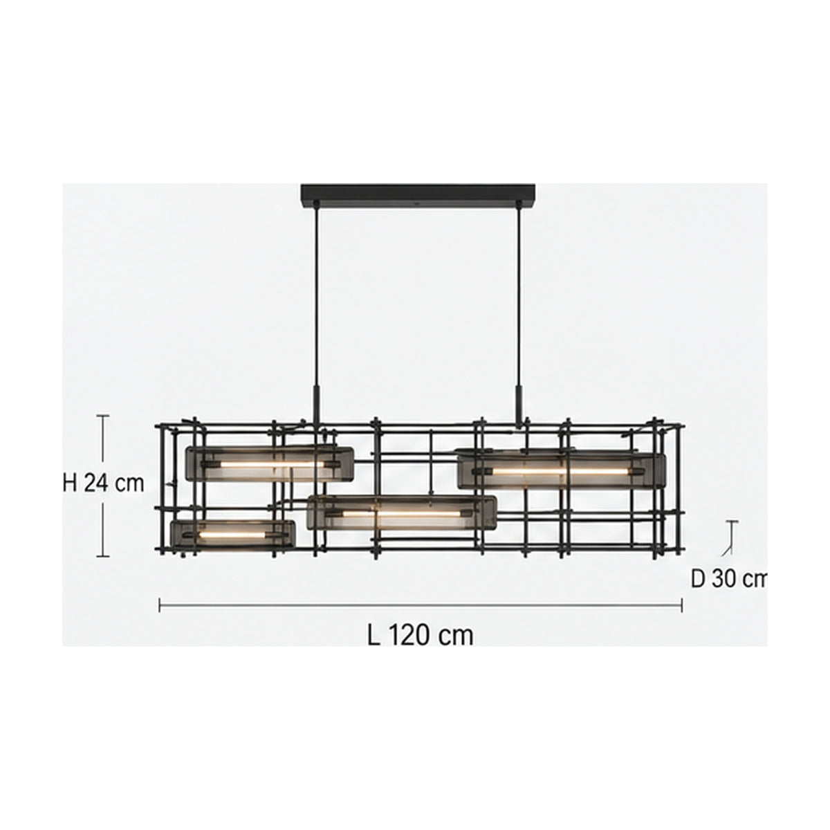 Suspension Trame Graphite – Ligne lumineuse ajourée pour table