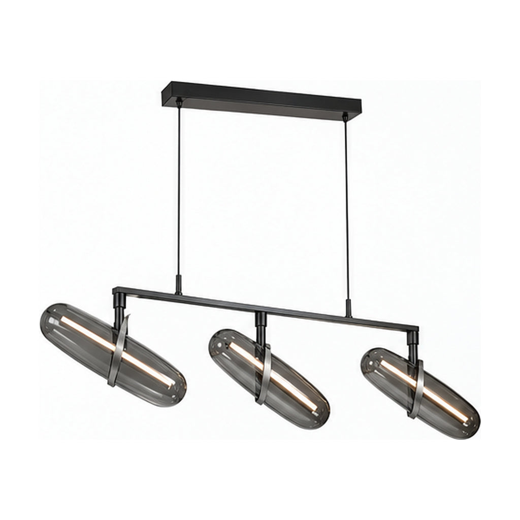 Suspension Vecteur Trois – Luminaire graphique en verre fumé