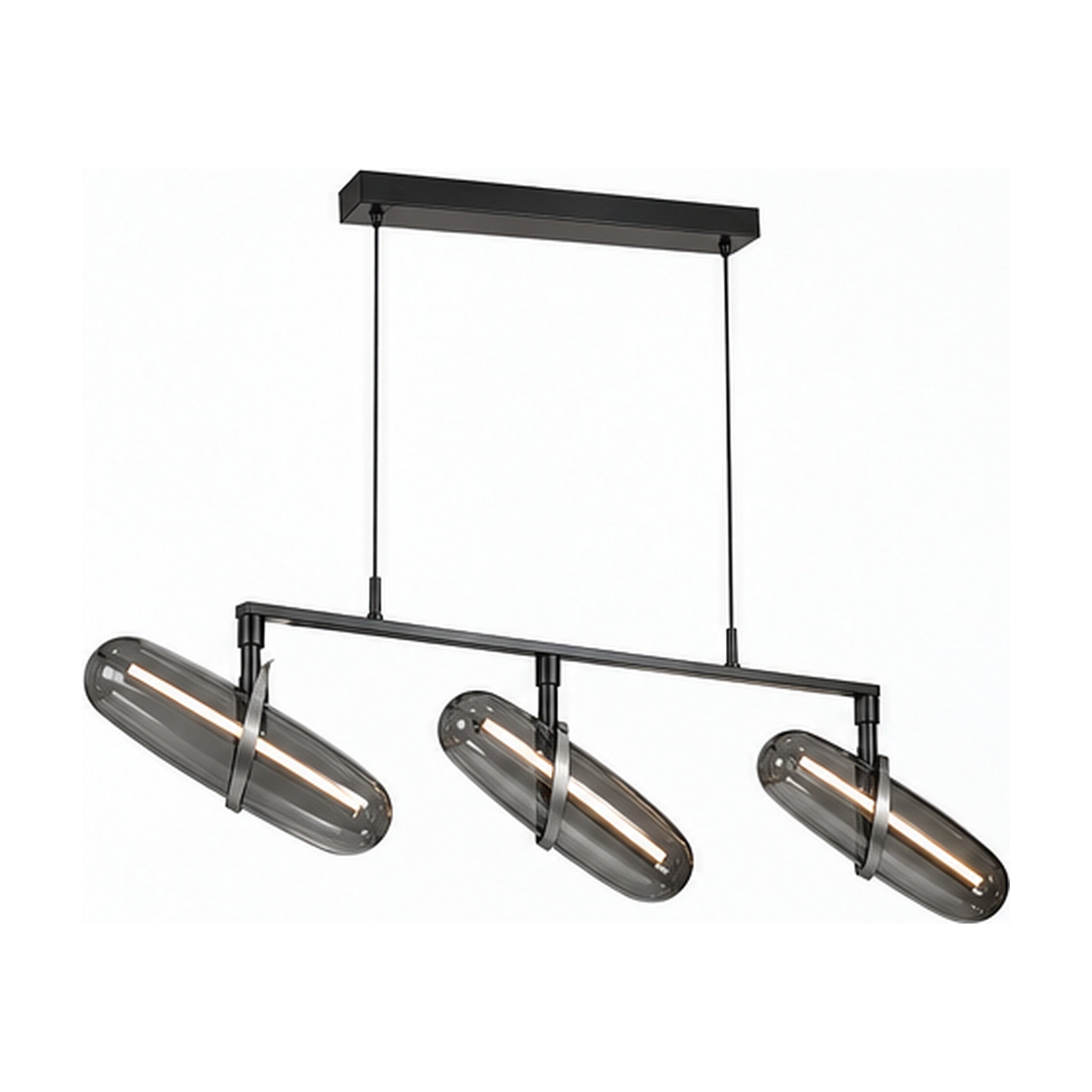 Suspension Vecteur Trois – Luminaire graphique en verre fumé