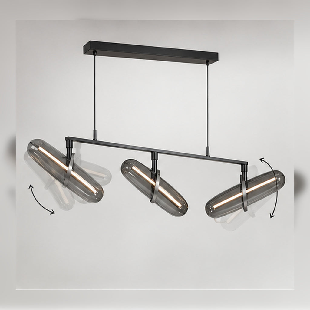 Suspension Vecteur Trois – Luminaire graphique en verre fumé