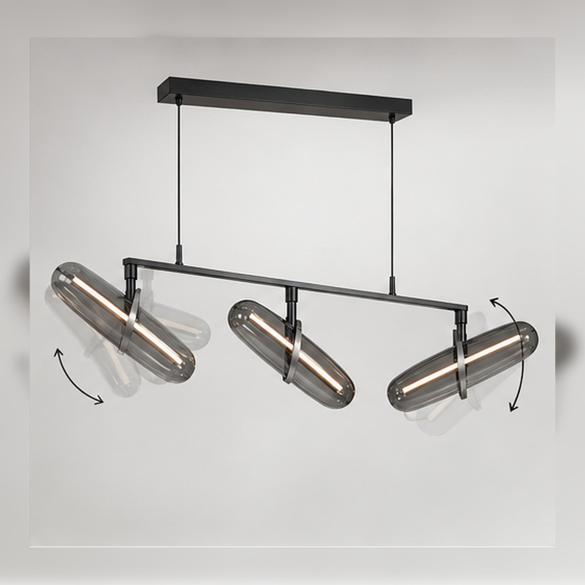 Suspension Vecteur Trois – Luminaire graphique en verre fumé