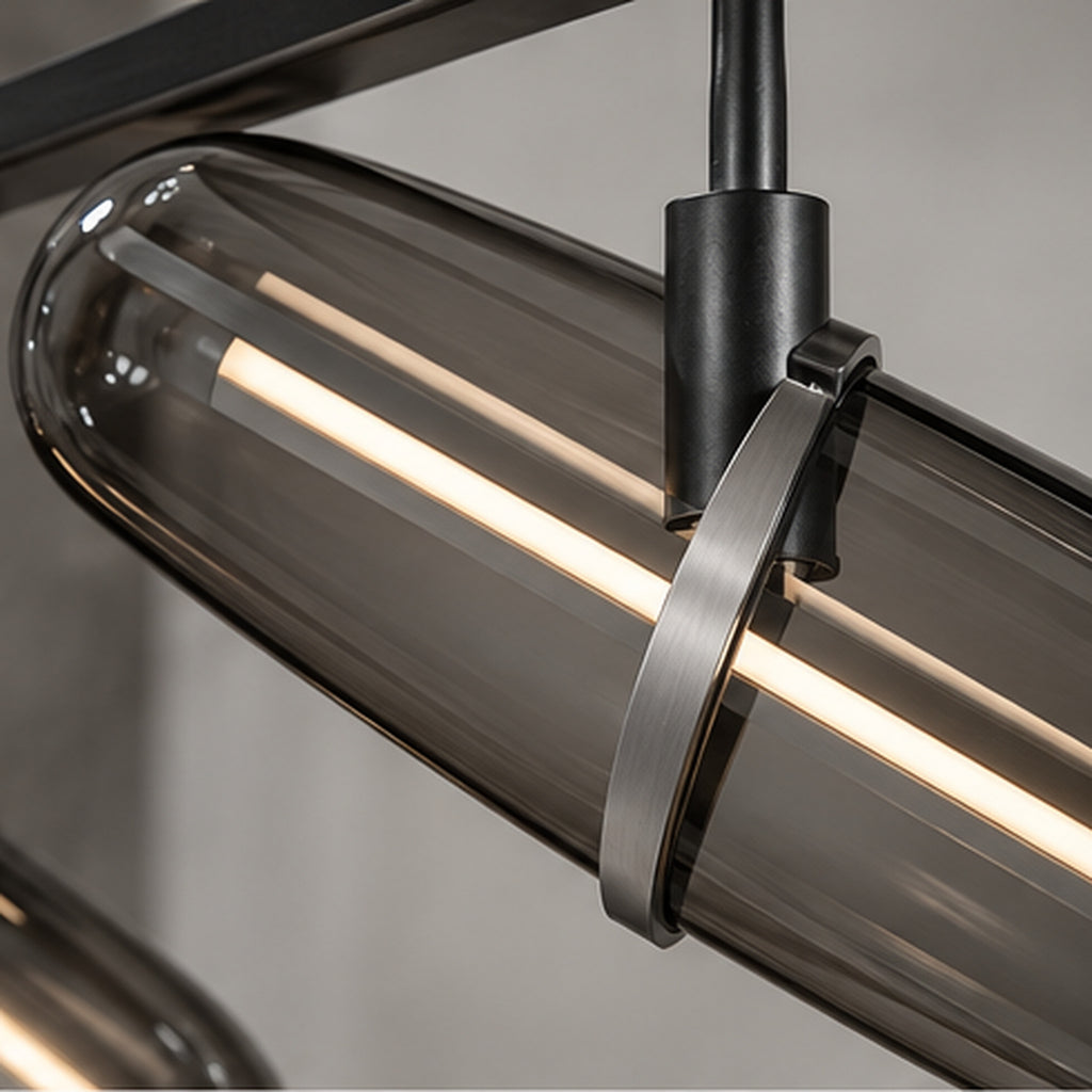 Suspension Vecteur Trois – Luminaire graphique en verre fumé